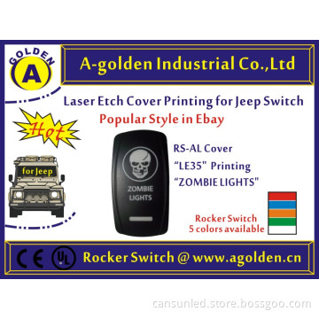 Carling Style 12V/ 24V LED Rocker Switch T85 15A Waterproof Cover "L" type new ZOMBIE LIGHTS writing